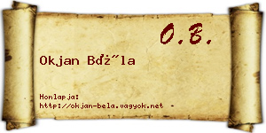 Okjan Béla névjegykártya